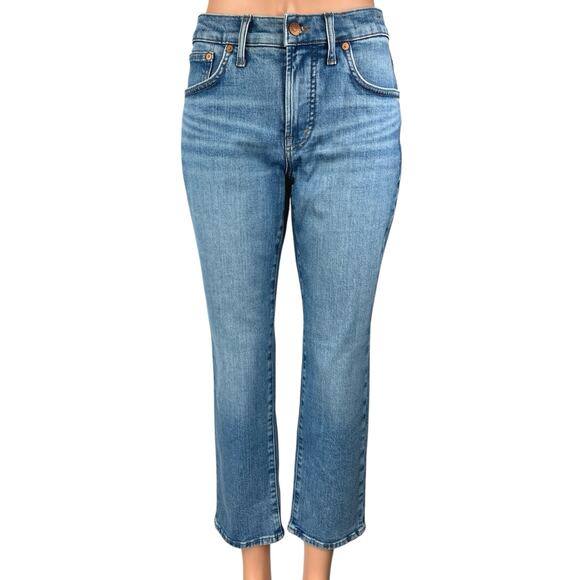 NEW Madewell Mid Rise Perfect Vintage Womens Blue Flare Crop Denim Jeans Size 27 - Picture 1 of 6